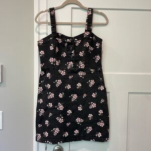 NWOT NO BO denim floral mini L Pockets Gray Summer Beach Stretchy